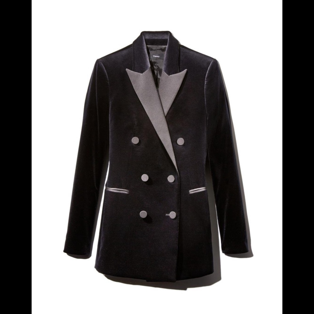 NWOT Theory Velvet Tuxedo Blazer - Picture 7 of 11